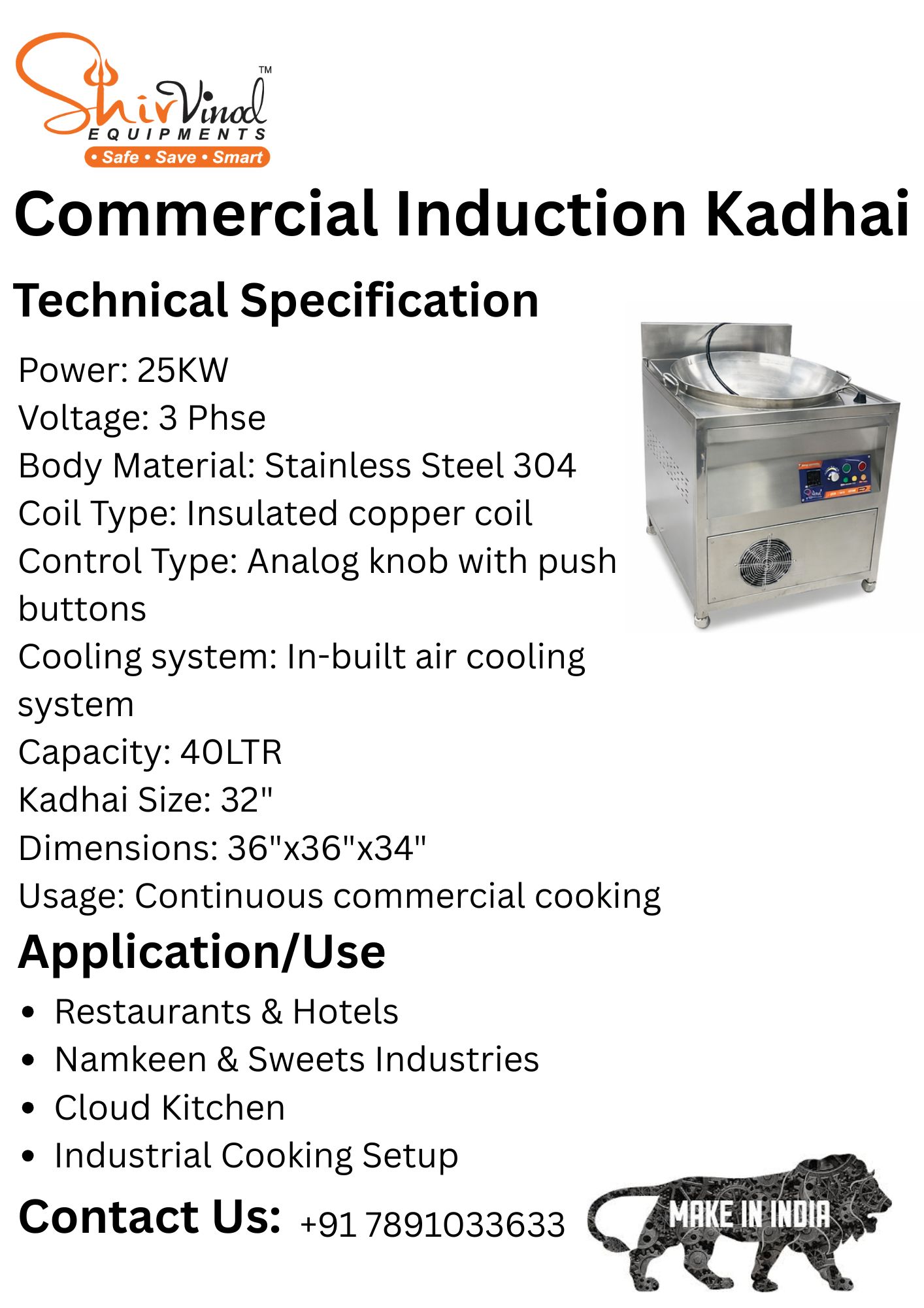 COMMERCIAL INDUCTION KADHAI-32"